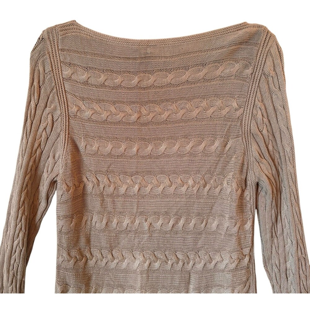 Lauren Ralph Lauren Women’s Size L Boatneck Cable-Knit Sweater Gold - Picture 6 of 11